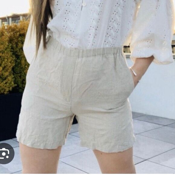 J.Jill taupe linen pull on short side xs - Picture 1 of 8